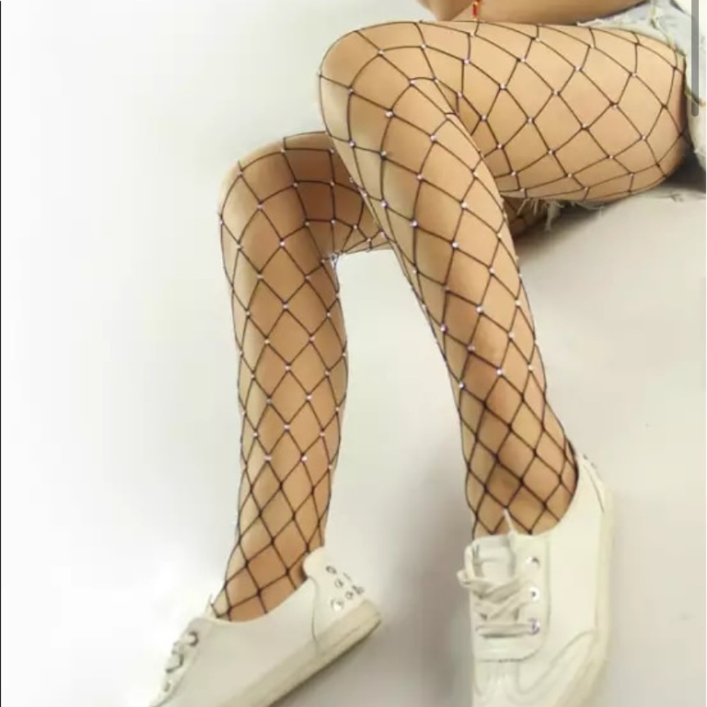 🎉Last One - New Arrival Sexy Rhinestone Fishnet Crystal Black Glitter Pantyhose - Picture 8 of 8